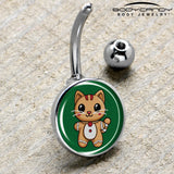 Christmas Holiday Gingerbread Kitty Cat Belly Ring by Onyx O