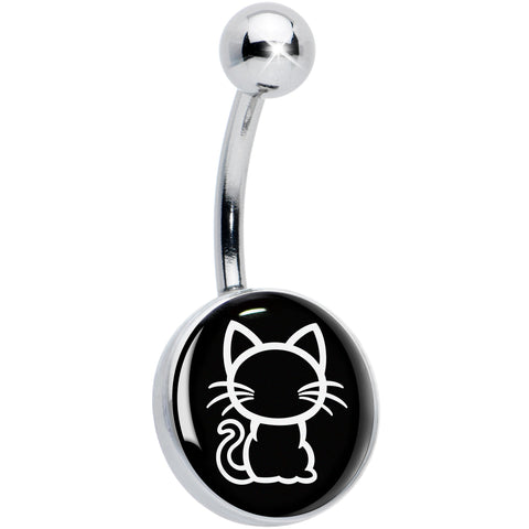 Black and White Kitty Cat Belly Ring by Onyx O