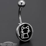 Black and White Kitty Cat Belly Ring by Onyx O