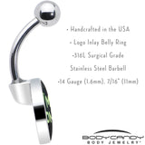 Black Green Leaf Me Alone Belly Ring by Onyx O