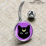 Black Mystic Kitty Cat Belly Ring by Onyx O
