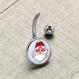 Christmas Peace Love Santa Belly Ring by Onyx O
