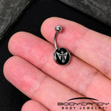 Black White Winged Cross Belly Ring by Onyx O