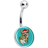 Christmas Holiday Lights Corgi Dog Belly Ring by Onyx O