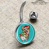 Christmas Holiday Lights Corgi Dog Belly Ring by Onyx O