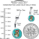 Christmas Holiday Lights Corgi Dog Belly Ring by Onyx O