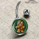 Christmas Holiday Zombie Gingergread Man Belly Ring by Onyx O
