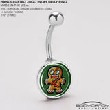 Christmas Holiday Zombie Gingergread Man Belly Ring by Onyx O