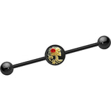 14G Black Anodized Red Rose Flower Skeleton Cameo Industrial Bar 37mm