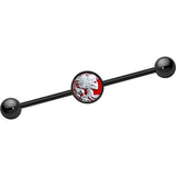 14G Black Anodized Skull Cameo Industrial Barbell 37mm