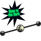 14G Black Glow in the Dark Full Moon Industrial Barbell 37mm