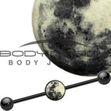 14G Black Glow in the Dark Full Moon Industrial Barbell 37mm