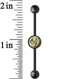 14G Black Glow in the Dark Jack O Lantern Industrial Barbell 37mm