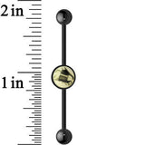 14G Black Glow in the Dark Candy Corn Industrial Barbell 37mm