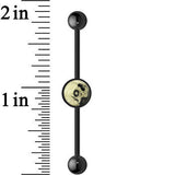 14G Black Glow in the Dark Webbed Skull Industrial Barbell 37mm