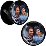 Black Acrylic Custom Photo Saddle Plug - buy 2 for a pair