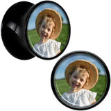 Black Acrylic Custom Photo Saddle Plug - buy 2 for a pair