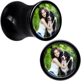 Black Acrylic Custom Photo Saddle Plug - buy 2 for a pair