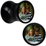 Black Acrylic Custom Photo Saddle Plug - buy 2 for a pair