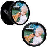 Black Acrylic Custom Photo Saddle Plug - buy 2 for a pair