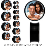 Black Acrylic Custom Photo Saddle Plug - buy 2 for a pair