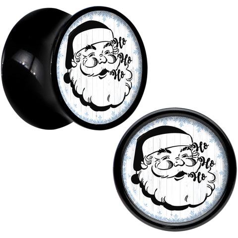 Christmas Retro Santa Ho Ho Ho Black Acrylic Saddle Plug Set Sizes 5mm to 20mm