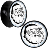 Christmas Retro Santa Ho Ho Ho Black Acrylic Saddle Plug Set Sizes 5mm to 20mm
