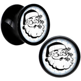 Christmas Retro Santa Ho Ho Ho Black Acrylic Saddle Plug Set Sizes 5mm to 20mm