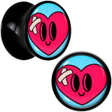 Black Acrylic Heartbreak Bandaged Heart Double Flare Plug Set by Onyx O