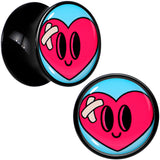 Black Acrylic Heartbreak Bandaged Heart Double Flare Plug Set by Onyx O