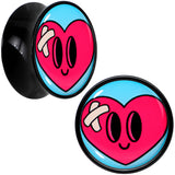 Black Acrylic Heartbreak Bandaged Heart Double Flare Plug Set by Onyx O
