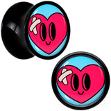 Black Acrylic Heartbreak Bandaged Heart Double Flare Plug Set by Onyx O