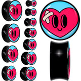 Black Acrylic Heartbreak Bandaged Heart Double Flare Plug Set by Onyx O