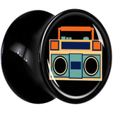 Black Acrylic Retro Boombox Double Flare Plug Set by Onyx O