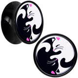 Black Acrylic Cute Kitty Cat Yin Yang Double Flare Plug Set by Onyx O