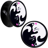 Black Acrylic Cute Kitty Cat Yin Yang Double Flare Plug Set by Onyx O