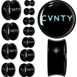 0G Phrase Logo CVNTY Black Acrylic Saddle Plug Set by Onyx O