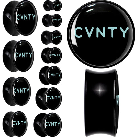 0G Phrase Logo CVNTY Black Acrylic Saddle Plug Set by Onyx O