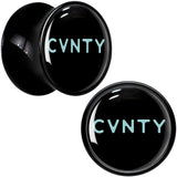 0G Phrase Logo CVNTY Black Acrylic Saddle Plug Set by Onyx O