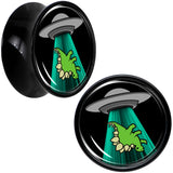 Black Acrylic Alien UFO Dinosaur Abduction Double Flare Plug Set by Onyx O