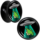 Black Acrylic Alien UFO Dinosaur Abduction Double Flare Plug Set by Onyx O