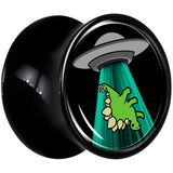 Black Acrylic Alien UFO Dinosaur Abduction Double Flare Plug Set by Onyx O