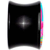 Black Acrylic Rainbow Sea Floating Flamingo Double Flare Plug Set by Onyx O