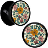 Blossom Creation Wildflower Flowers Black Acrylic Saddle Plug Set by Onyx O