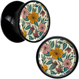 Blossom Creation Wildflower Flowers Black Acrylic Saddle Plug Set by Onyx O