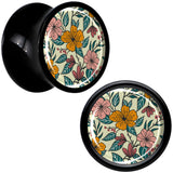 Blossom Creation Wildflower Flowers Black Acrylic Saddle Plug Set by Onyx O