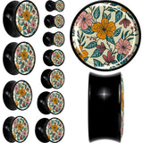 Blossom Creation Wildflower Flowers Black Acrylic Saddle Plug Set by Onyx O