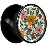 Blossom Creation Wildflower Flowers Black Acrylic Saddle Plug Set by Onyx O