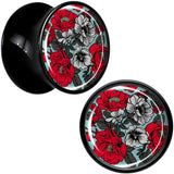 Blossom Creation Vibrant Bloom of Flowers Black Acrylic Saddle Plug Set by Onyx O