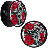Blossom Creation Vibrant Bloom of Flowers Black Acrylic Saddle Plug Set by Onyx O